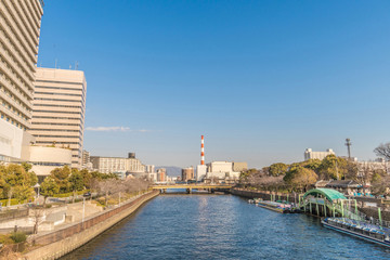 Obraz premium Osaka cityscape - Kyobashi district - Osaka Japan