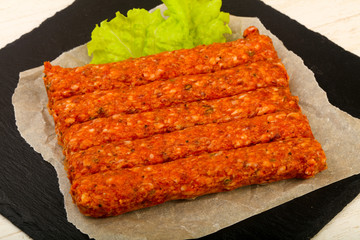 Raw beef sausages