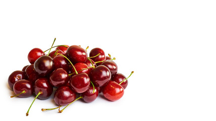 red raw Cherry isolated on white background. copy space, template.