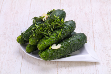 Pickled green cucumbers