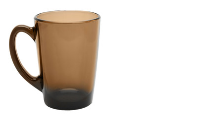 Empty glass coffee latte cup isolated on white background. copy space, template