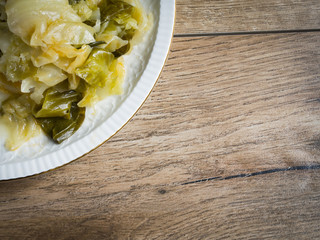 Cooked cabbage in a plate
