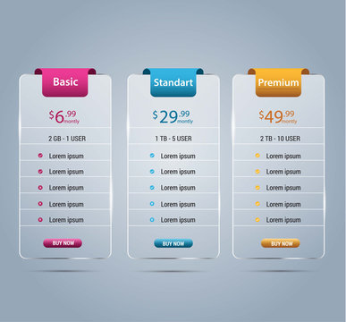 Host pricing for plan website banner. Customer buy package used.Vector illustration