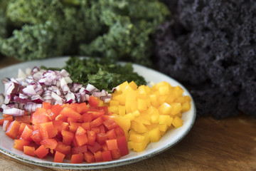 Diced Bell Peppers and Red Onions