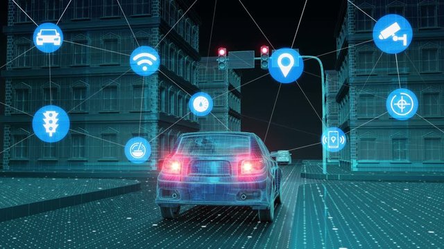 IoT car connect traffic information control system, Internet of things concept. 4k size