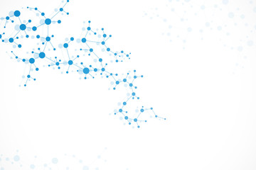 Structure molecule and communication. Dna, atom, neurons. Scientific concept for your design. Connected lines with dots. Medical, technology, chemistry, science background. illustration.