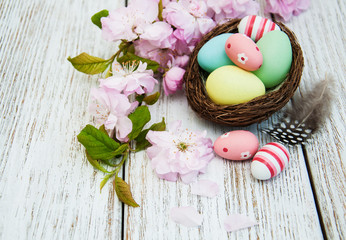 Easter eggs and sakura blossom
