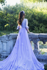 Fototapeta premium girl in a dress on a bridge