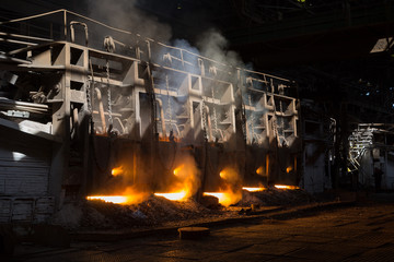 Old open-hearth furnaces at the metallurgical plant