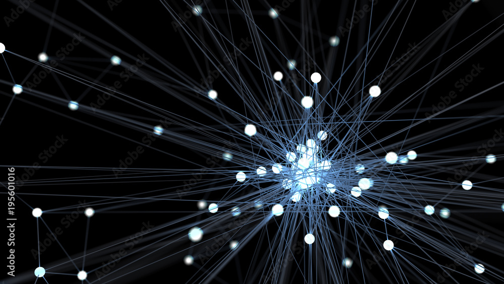 Poster abstract blue futuristic technology network node. cable data line transmission links and communicati