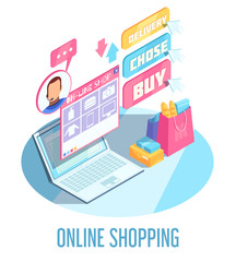Online Shopping Isometric Composition