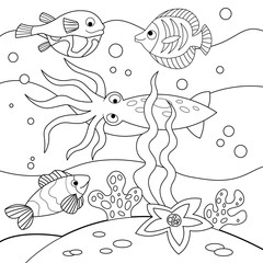 Cartoon children coloring vector illustration