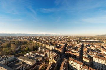Aerial view of Turin with Italian Alps - Italy