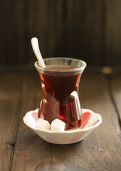 turkish tea with authentic glass cup