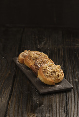 danish pastry on black