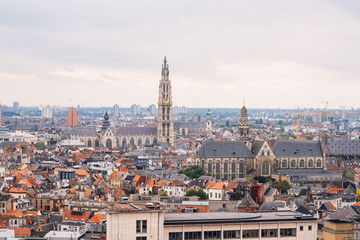aerial view of the Harbor of Antwerp from the roof terrace of the MAS Museum