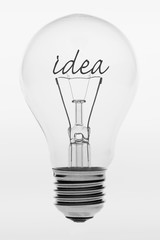 Light bulb with the text idea.