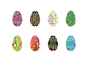 Easter eggs set square geometric vector illustration on a white background