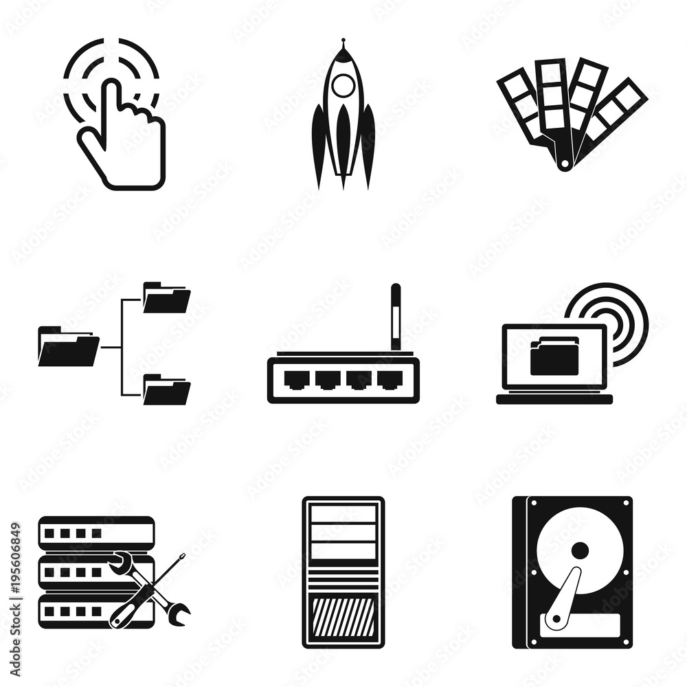 Poster web data icons set, simple style