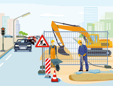 Reparatur im Straßenbau illustration