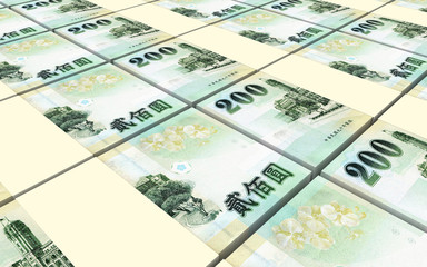 Taiwanese yuan bills stacks background. 3D illustration
