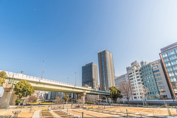 Naklejka premium Osaka cityscape - Nakanoshima district - Osaka Japan