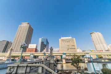 Obraz premium Osaka cityscape - Nakanoshima district - Osaka Japan