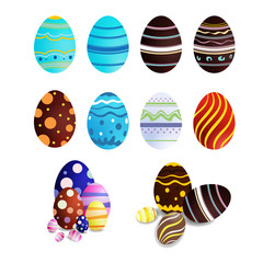 Collection of easter eggs for decoration, on white background,