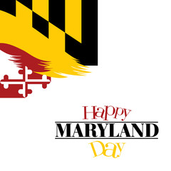 An abstract illustration of Happy Maryland Day in its Flag colors background with an isolated blank white space 