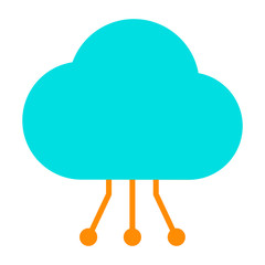 Cloud Technology Icon with Circuit Pattern. Vector Simple Minimal 96x96 Pictogram
