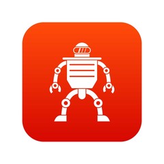 Humanoid robot icon digital red