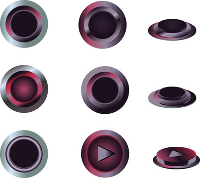 Colored metall buttons on grey background