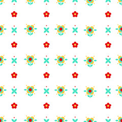 Seamless pattern with colorful simple flowers. A pattern for wrapping paper Vector illustration.