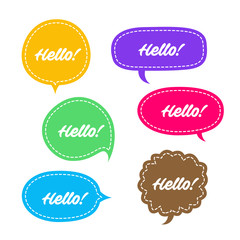 Trendy speech bubbles set in flat design with messages vector illustration
