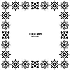 Ethnic card. Vector frame tribal style. Embroidery ornament.