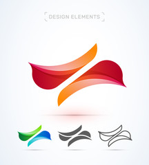 Vector abstract letter X logo elements. Material design, flat, line art icons