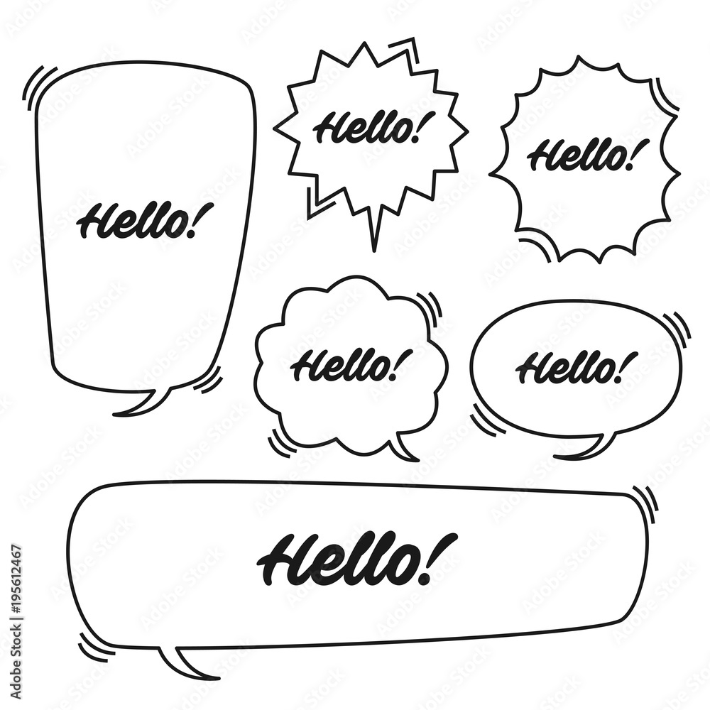 Poster trendy speech bubbles set in flat design with messages vector illustration