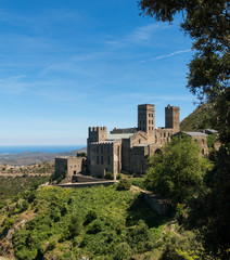 Fototapeta premium Panoramic of Old Monastery called Sant Pere de Rodes, Catalonia, Spain.