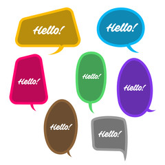 Trendy speech bubbles set in flat design with messages vector illustration