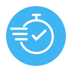 chronometer, fast service thin line icon, blue and white color, isolated