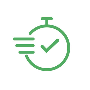 Time icon. Fast time vector icon on white background. Outline clock icon