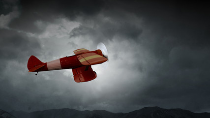 Danger of airplane crash. Mixed media