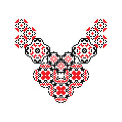 Vector collar in pixel style. Stylized embroidery pattern.