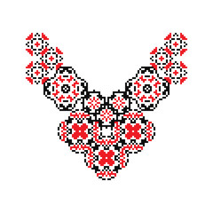 Vector collar in pixel style. Stylized embroidery pattern.