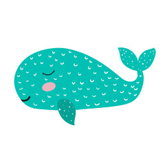 Whale. Magic. Cute. children's adventure. Logo. Print. Card. Scandinavian style. 