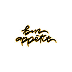 Bon appetit. Hand drawn lettering.