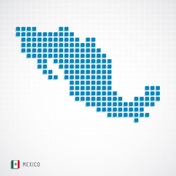 Mexico map and flag icon