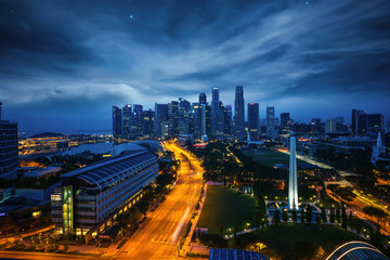 Fototapeta na wymiar Sityscape of Singapore city on night