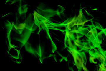 beautiful green tongues of flame, fire dance, background texture