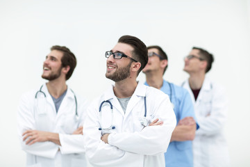 Fototapeta premium confident medical team looking at copy space